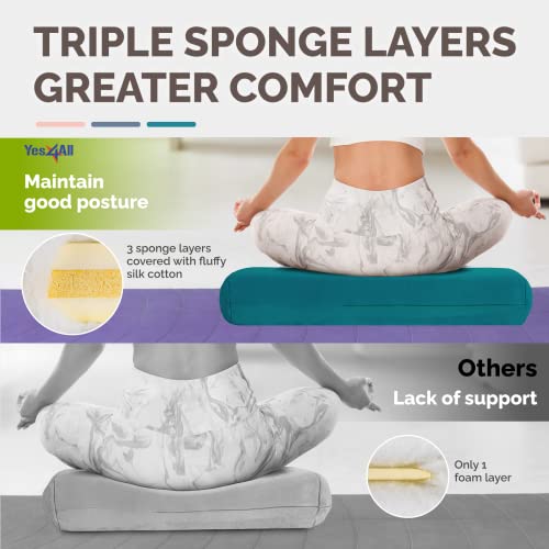 Yes4All Triple-Layer Sponge Yoga Bolster Pillow for Restorative Yoga & Meditation - Versatile Yoga Support Pillow, Balance & Poses Modification - color: B. Emerald