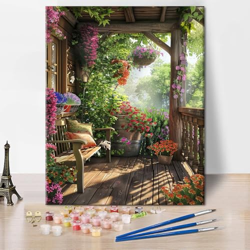 TUMOVO Flowers Paint by Numbers Kit for Adults, Fantasy Forest Oil Painting for Gift Home Wall Decor, Bloom Plants Acrylic Paint by Number Kits on Canvas Art Crafts 16"x20"(Frameless) - color: Plants