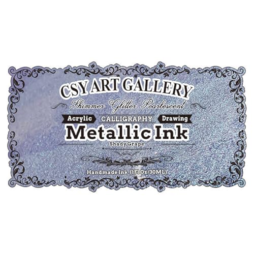 Acrylic Inks for Artists - Chameleon Metallic Acrylic Paint Set - 1-oz (30 ml) for Painting, Drawing, Paints, Art, Brushes (Shady Grape)