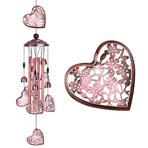 Garden Loving Heart Wind Chimes Outdoor Indoor Decor, Hand-Made Heart Musical Wind Chime, Mobile Wind Catcher Romantic Wind-Bell for for Home, Mom Gifts, Balcony, Festival, Tree, Garden Decoration