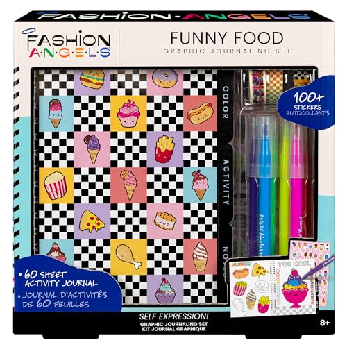 Fashion Angels Funny & Cute Food Graphic Journaling Stationery Set | Includes 1 Tabbed Sketchbook, 2 Sticker Sheets & more, Great Office Product for Kids - style: Funny Foods Graphic