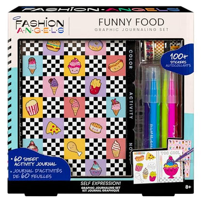 Fashion Angels Funny & Cute Food Graphic Journaling Stationery Set | Includes 1 Tabbed Sketchbook, 2 Sticker Sheets & more, Great Office Product for Kids - style: Funny Foods Graphic