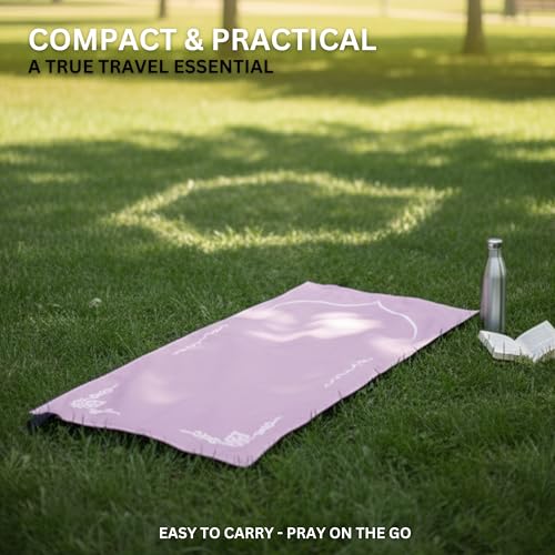 Portable Islamic Pocket Prayer Mat, Waterproof & Lightweight Thin Travel Sajjadah, Foldable Compact Small Muslim Praying Rug with Elastic Band, Essential Salah Gift Accessory - color: Steppe Lilac