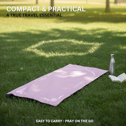 Portable Islamic Pocket Prayer Mat, Waterproof & Lightweight Thin Travel Sajjadah, Foldable Compact Small Muslim Praying Rug with Elastic Band, Essential Salah Gift Accessory - color: Steppe Lilac