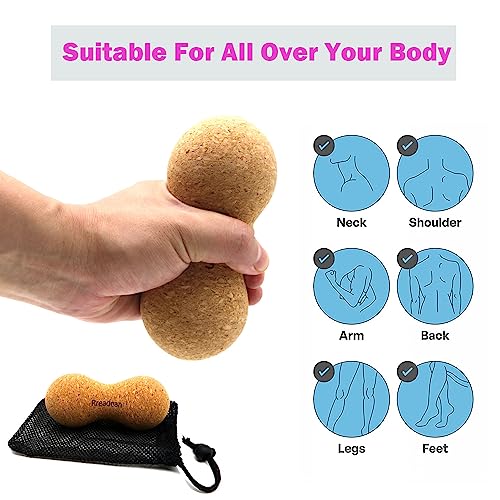 Cork Peanut Massage Ball, Lacrosse Ball Peanut Roller Massage for Rigger Point Therapy, Relax Muscles,Back Pain, Yoga & Posture Improvement - color: Cork-peanut