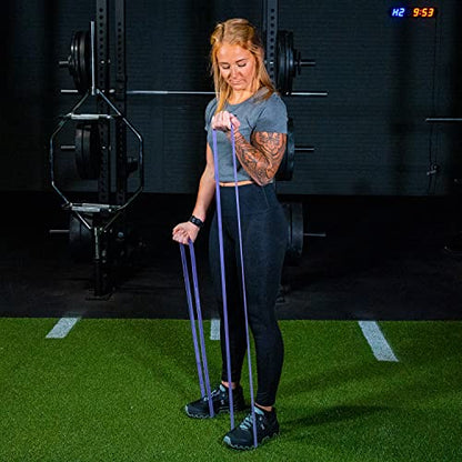 Serious Steel Fitness 81.3cm(32인치) 저항 트레이닝 밴드 (휴대용 운동 밴드 시스템 트레이닝 밴드 - 152cm(5피트 10인치) 미만의 개인에게 적합) - color: #1 퍼플 (2.3-15.9kg(5-35파운드))