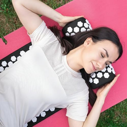 Acupressure Mat and Pillow Set, Mat with HIPS Spikes for Back/Neck Pain Relief, Sciatic, Headache, Stress and Muscle Relaxation