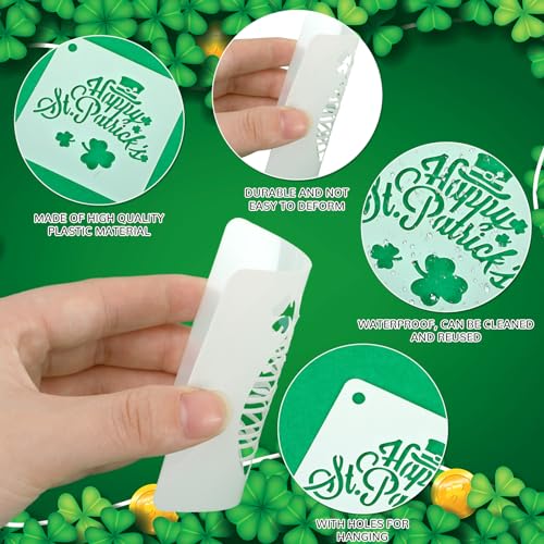 AUGSHY 56 Pack St Patricks Day Stencils, 3 Inch Clover Craft Templates | Clover Theme Templates, Window Party Home Decor, Painting on Wood Slice Crafts, Holiday Scratch Art Ornaments - style: St Patrick's