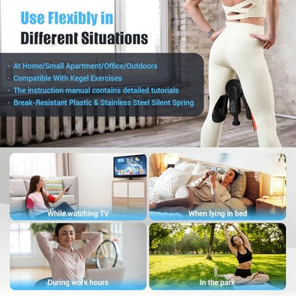 Thigh Trainer for Women, 15-80LB Adjustable Resistance with Resistance Band | Inner Thigh Exerciser for Pelvic Floor Muscle, Shaping, Yoga & Home Fitness, Includes a Storage Pouch and Training Manual