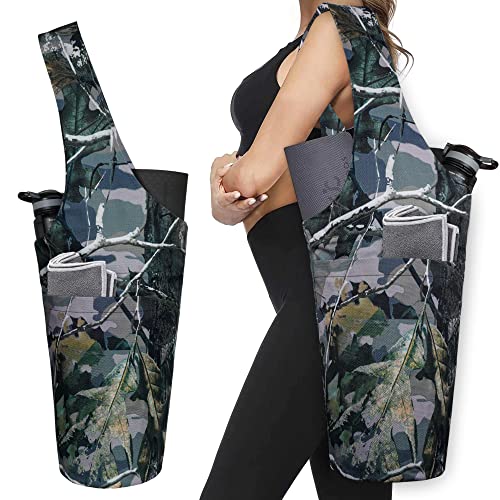 Yoga Mat Bag - Long Tote with Pockets - Holds More Yoga Accessories - Yoga Bag Fit Most Size Mats - Yoga Mat Carrier - color: Camo