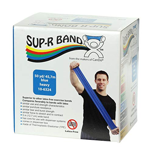 CanDo 10-6324 Sup-R Latex Free Exercise Band, 50 yd Roll, Blue-Heavy - color: Blue: Heavy, size: 50 yd