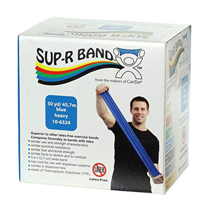 CanDo 10-6324 Sup-R Latex Free Exercise Band, 50 yd Roll, Blue-Heavy - color: Blue: Heavy, size: 50 yd