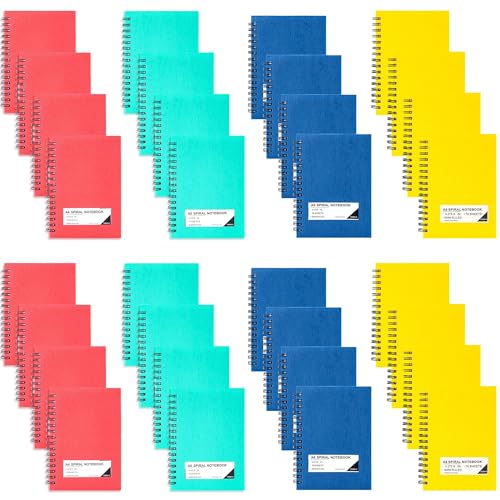 FLYING EAGLE Small Spiral Notebooks 4x6,Wide Ruled Mini Journal,60 Pack | 4 Color 234 Sheets/468 Pages, Small Pocket Notebooks for School Work Notes, ideal for journals, meeting notes, travel - color: 60 Packs