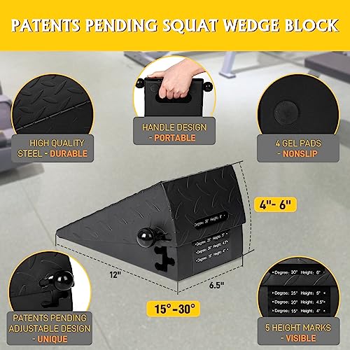 Squat Wedge Height Adjustable Slant Board for Heel Elevated Squats Calf Stretcher Block Enhance Mobility And Strength Performance - color: B: Black-Metal-5Heights