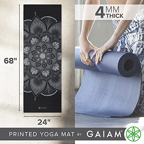 Gaiam Yoga Mat Classic Print, 4mm Non-Slip Mat - color: Mystic Ink