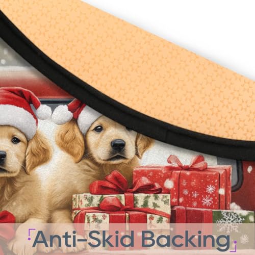 Christmas Red Truck Dog Round Area Rug 5Ft Circle Rugs Carpet Floor Mat - color: Dog, size: 5 ft
