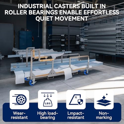 5'' X 2'' Casters, Heavy Duty Caster Wheels with Brake, Polyurethane on Polyolefin Core with Roller Bearing, Load 800lbs per Industrial Casters (2 Total Lock Brake) - style: 2 Total Lock Brake