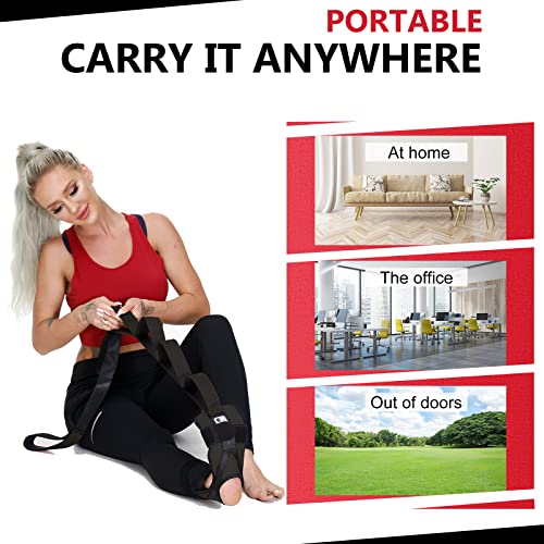 Foot and Calf Fascia Stretcher for Plantar Fasciitis, Physiotherapy Stretching Strap, Yoga Stretch Strap Improves Strength and Relief to Heel Spurs, Calf, Thigh and Hip (Black) - color: Black