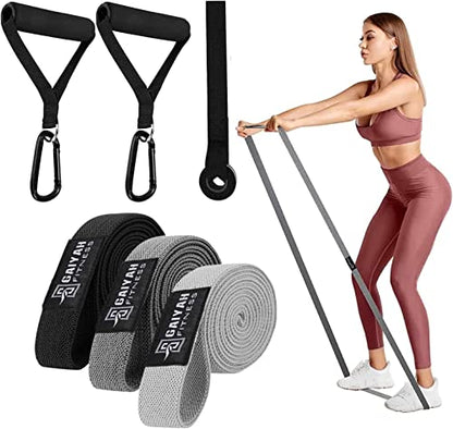 76 Inch Extra Long Fabric Resistance Band with Workout Guide for Men & Women, Non-Slip,up to 150 LBS for Strength Training, Pull-Up Assist, Yoga & Physical Therapy - color: Gray/Dark Gray/Black