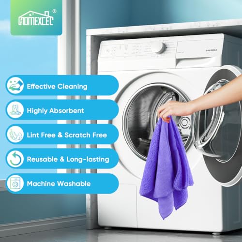 HOMEXCEL Purple Microfiber Cleaning Cloth, Microfiber Towels for Car,12 PK | Lint Free Cleaning Rags for Household & Kitchen, Car Wash Towels for Detailing Drying, Scratch-Free, 11.5"X 11.5" - color: Purple