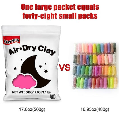 ifergoo 500g Pink Air Dry Clay, 1.1LBS DIY Creative Modeling Clay for Kids | Refill Foam Magic Clay for School Art & Craft Project, Slime Supplies, Ultra-light & Soft, Gift for Age 3-12 Boys & Girls - color: Pink/500g