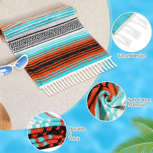 Oudain 4 Pack Mexican Blankets 45 x 70 Inch Woven Serape Throw Blanket, Baja Yoga Blanket for Beach Picnic Camping Boho Couch Decor Travel Outdoor (Delicate Color) - color: Delicate Color