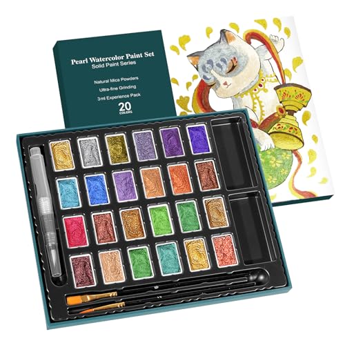 CraftyManor 3ml Forestry Shifting Watercolor Painting Set, 24 Color Shifting Watercolor Paint Set, Shimmer Metallic Watercolor Paints Set, Glitter Watercolor Paint, Solid, DunHuang Style - color: Upgraded Dunhuang 24 Colors