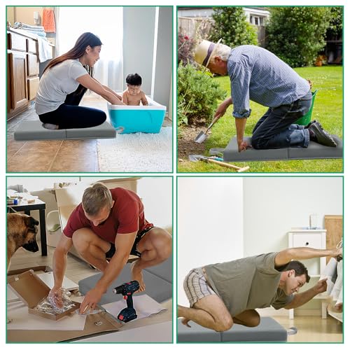 Memory Foam Knee Pads, Garden Kneeling Pads for Men Women, Foam Knee Cushions for Gardening, Bathing, Yoga(Gray) - color: Gray