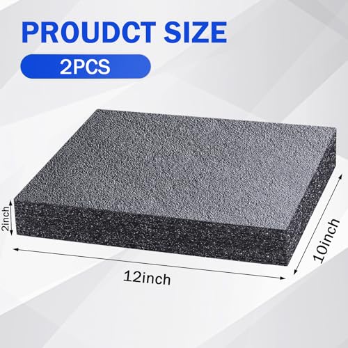 2 Pcs Polyurethane Foam Sheet 12 x 10 x 2.125 inch High Density Foam Board Insert Cuttable Packing Foam for Cases, Packing Foam Pads for Toolbox Camera Storage and Crafts (Black)