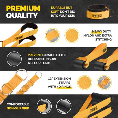 Tube Resistance Bands Set with Handles, Bar, Ankle Straps and Door Anchor - color: Yellow Black