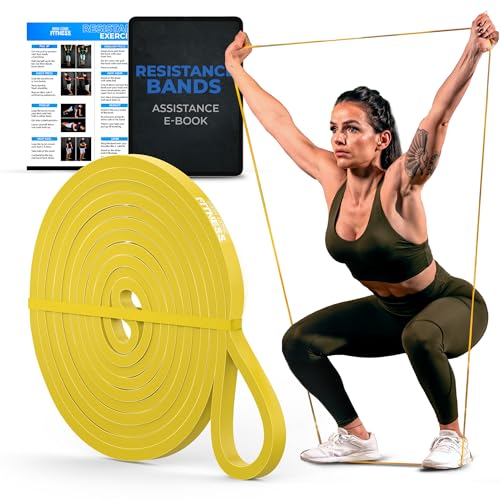 Pull Up Assistance Resistance Bands - Long Loop Power Bands for Men and Women - Strength Power Flexibility Training at Home & Gym - Ebooks & Workout Chart Included by Iron Core Fitness - color: #4 Yellow, X-Light