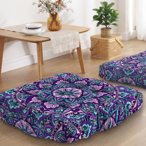 Boho Meditation Cushion, Mandala Meditation Mat, Bohemia Meditation Pillows for Sitting on Floor, Square Pillows Cushion Seating for Yoga Accessories 22'' X 22'' - color: 02.mandala Meditation Cushion-01, size: 22'' X 22''(square)