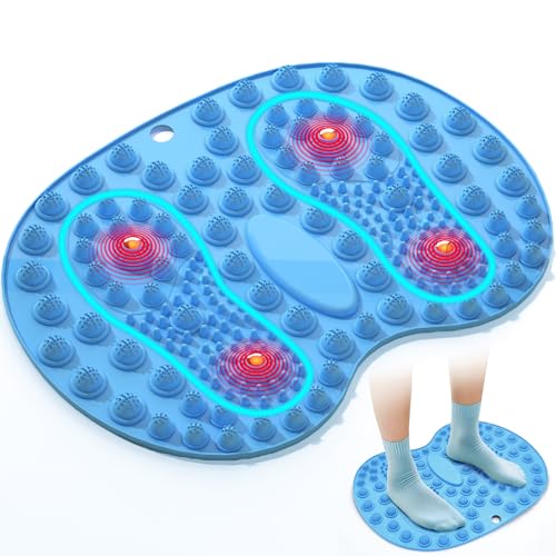 Foot Massage Mat, Hard Reflexology Mat with Magnetic Therapy, Big Foot-Shaped Acupressure Mat for Feet Relaxation, Under Desk Mat Pressure Point Mat for Pain, Fatigue and Stress Relief(Blue) - color: Blue