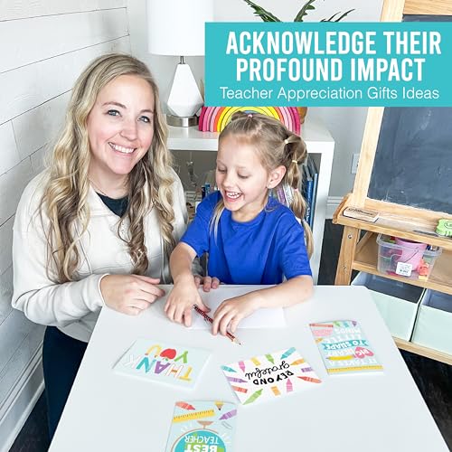 24 Teacher Thank You Cards with Envelopes Teacher Appreciation Cards Bulk - style: Pastel Crayons