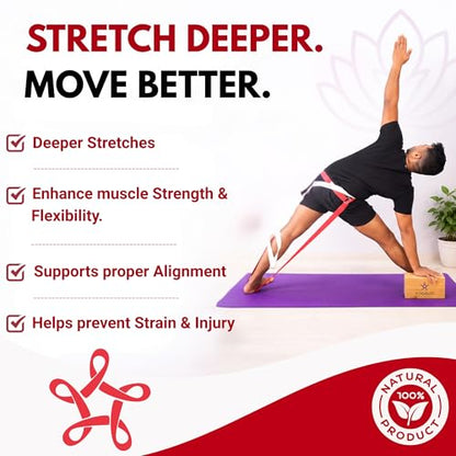 Yogikuti Double Buckle Yoga Strap - Adjustable Stretching Strap for Enhanced Flexibility in Yoga, Pilates, and Physical Therapy, Available in Various Colors and Lengths for All Fitness Levels - color: Red