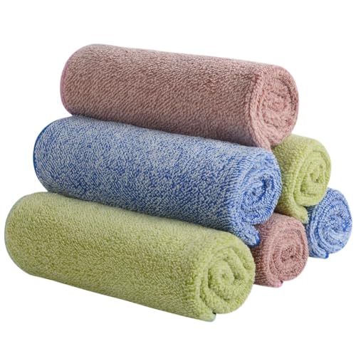 Microfiber Face Towels Soft Washcloths 12Inch x 12Inch 6 Pack Multicolor - color: Multicolor2