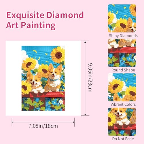 PERFECTSIGHT Cute 5D Diamond Art Kits, Kawaii DIY Painting Art for Adults Teen, 4 Pack Diamond Arts and Crafts Sets, Big Gem Full Drill Diamond Dots for Women (Summer) - style: Summer