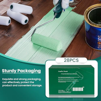 4 Inch Foam Paint Roller Covers 28 Pack | Small Paint Roller Kit, High Density Foam Paint Roller Covers, Mini Paint Rollers for Painting Walls, Home Painting Supplies - size: 4 Inch Foam Paint roller 28 pack