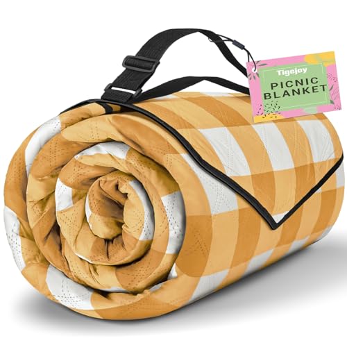 TigeJoy Extra Large Picnic Blanket Waterproof Beach Blanket 80''x80'' - color: Yellow, size: 6'8" x 6'8" (Rectangular)