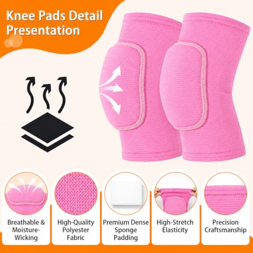 2 Pairs Volleyball Knee Pads Youth, Pink Knee Pads for Girls, Women, Kids - color: Pink, size: Medium