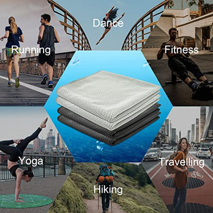 Cooling Towel,Vofler [4 Pack] Cool Towels Microfiber Chilly Ice Cold Head Band Bandana Neck Wrap (40"x 12") for Athlete Men Women Youth Kids Dogs Yoga Outdoor Golf Running Hiking Sports Camping Travel - color: Gray*2/Black*2
