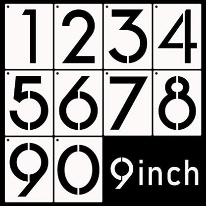DXCYZ 9 Inch Large Number Stencils Kit 0-9 Address Number Stencil, 10PCS Reusable Plastic Painting Number Templates for Mailbox Signs, Door, Cars, Trucks, Home, Window (9" Tall) - size: 9 Inch