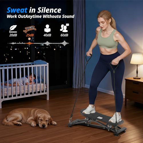 RYGEO Balance Board with Resistance Bands, Versatile Rocking Stepper, Wobble Board Featuring LCD Monitor, 330 lbs High-Capacity Ski Twister Trainer for Full Body Exercise at Home - color: Black
