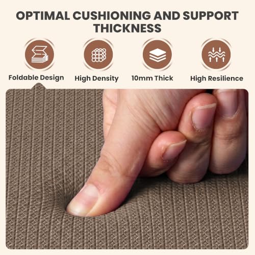 Stepwaver Foldable Fitness Yoga Mat, 0.4” (10 mm) Extra Thick -75” x 26” - color: Brown
