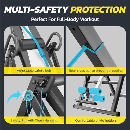 YOLEO Gravity Inversion Table for Back Pain Relief 2026 New Inversion Table | w/Lumbar Support, Easy to Assemble, Back Stretcher Machine 300 lbs - color: White
