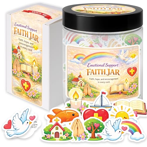 Religious & Christian Gifts for Women, Teen Girls & Kids, Faith Jar | Catholic Emotional Support Gift, 60 Encouragement Cards with Bible Verses, Inspirational Scripture for Faith, Hope & Prayer - color: Kat- kien- EmotionalSupport Faith Jar