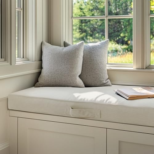 16x48x3 Inch Seat Cushion Extra Thick Memory Foam - Premium Support for Bay Window Benches, Floor Seating, Reading Nooks, Tatami Mats & Indoor Furniture, Soft Beige Washable Cover - color: Beige, size: 16*48*3inch
