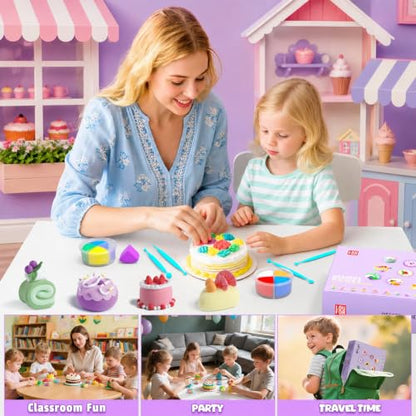 Air Dry Clay Kit -12 Desserts Modeling Clay for Kids Arts and Crafts | Ultra Light & Soft,Safe & Non-Toxic,No-Sticky & Crack,DIY Molding Clay with Sculpting Tools,Party Favors Gifts for Girls Boys - color: #06Purple- Dessert House