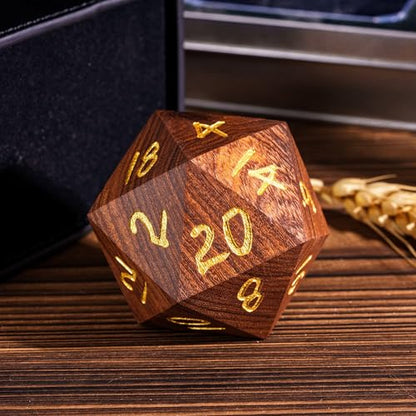 50mm Large D20 Dice Red Sandalwood 20 Sided Dice for Tabletop Games - color: D20 Red Sandalwood