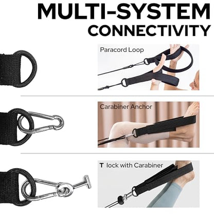 Pilates Loops Compatible with Tonal Smart Home Gym | Double Loop Pilates Straps for Reformer Machine, Soft Padding, Pilates Accessories with T Lock Attachments 2PCS - color: Black